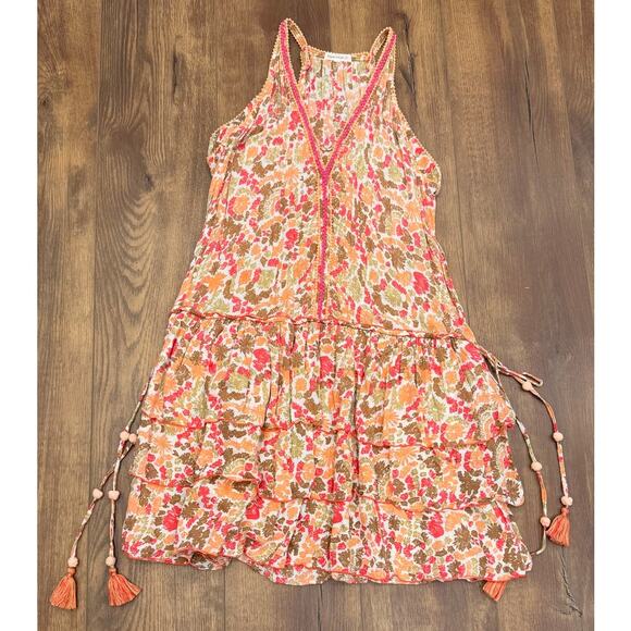 Poupette St. Barth Betty Ruffled Floral Mini Dress Size Large - Picture 2 of 8